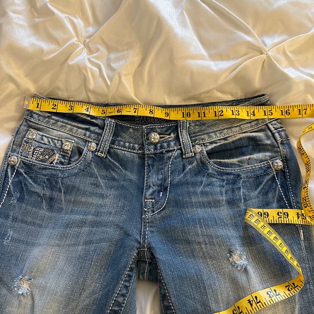 Miss Me Stylish Blue Distressed Women's Jeans - Picture 9 of 13